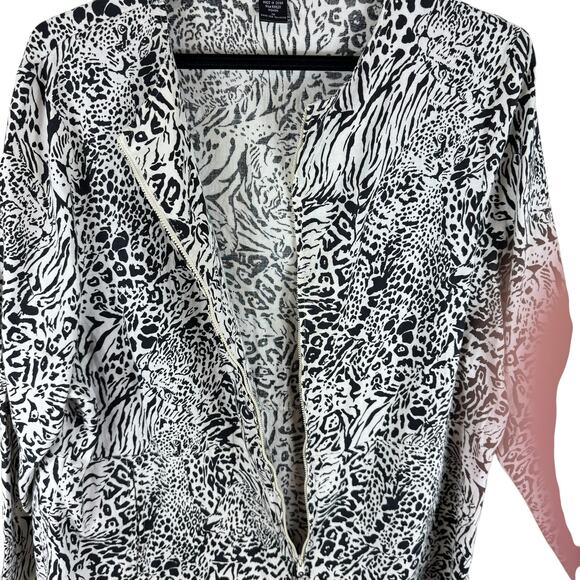 Anne Carson 100% Linen Leopard Print Full Zip Lightweight Jacket Size 1X - Picture 5 of 7